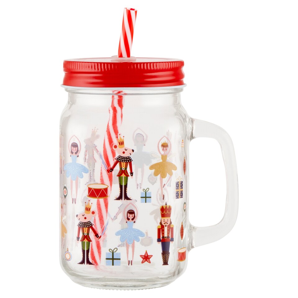 F&F Home Xmas Nutcracker Jar with  Straw 450 ml