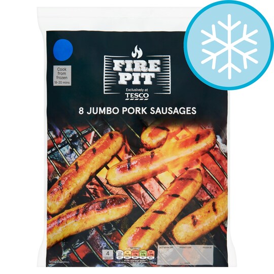 Tesco Fire Pit 8 Jumbo Pork Sausages 640G Tesco Groceries