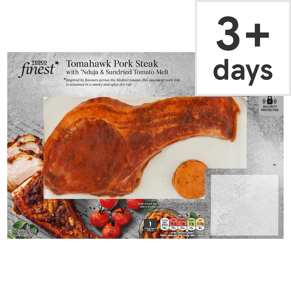 Tesco Finest Tomahawk Pork Steak with 'Nduja and Sundried Tomato Melt  
