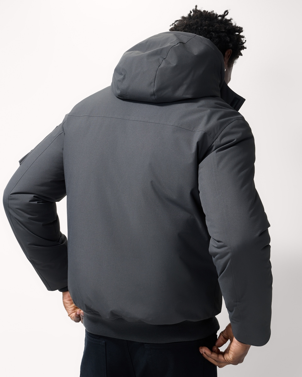 image 1 of F&F Shower Resistant Hooded Bomber Jacket in Grey