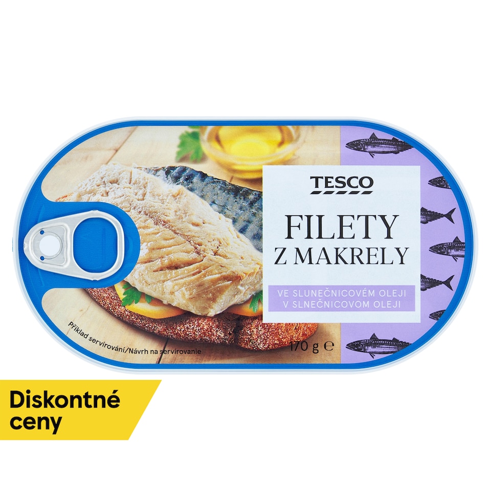 Tesco Filety z makrely v slnečnicovom oleji 170 g