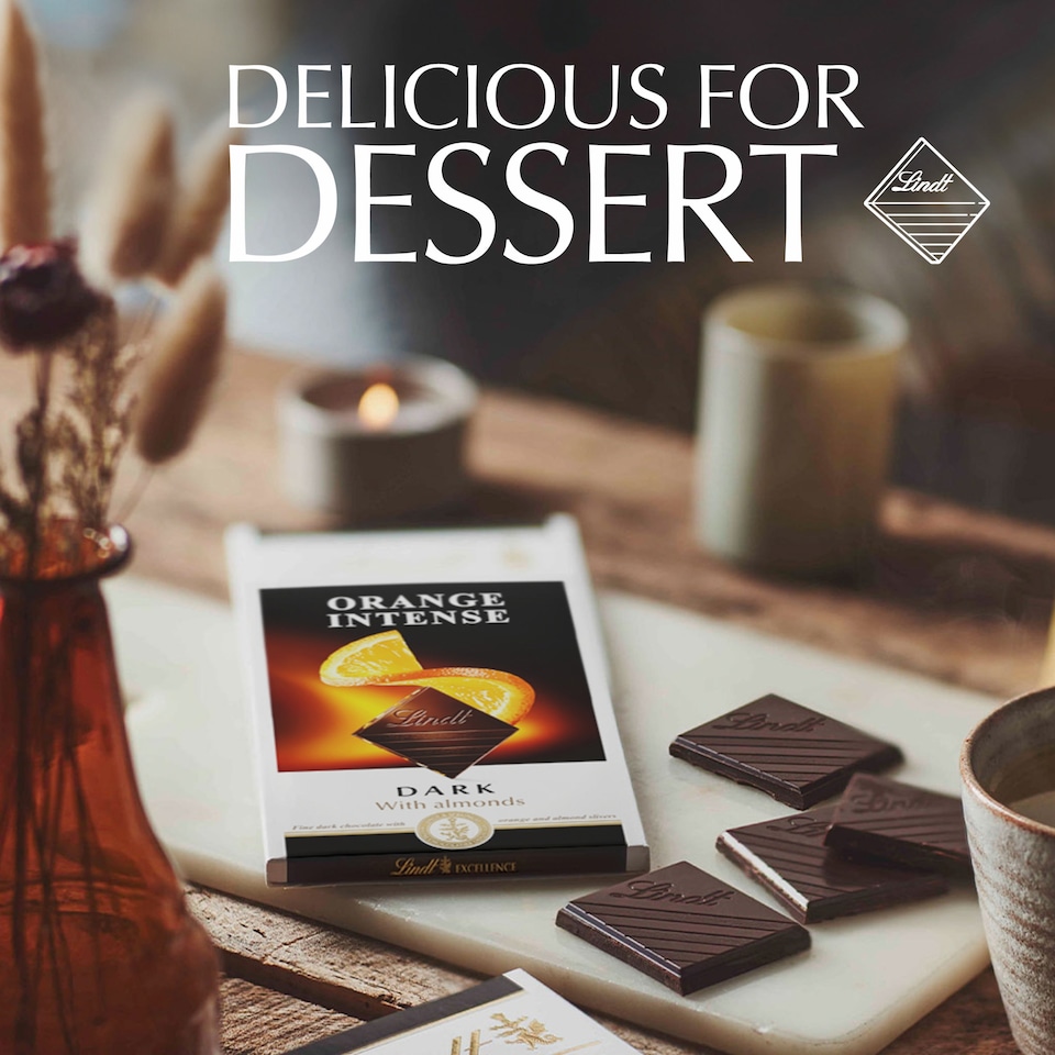 image 1 of Lindt Excellence Dark with Almonds Chocolate Bar – Orange Intense 100g
