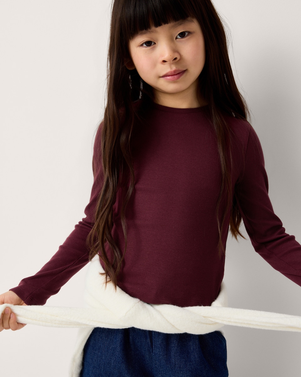 image 1 of F&F Girls 3-Pack Cotton Rich Ribbed Tops in Multi