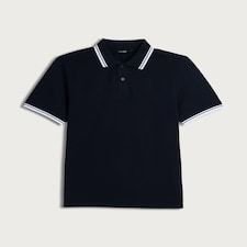 F&F Cotton Rich Tipped Short Sleeved Polo Shirt in Navy