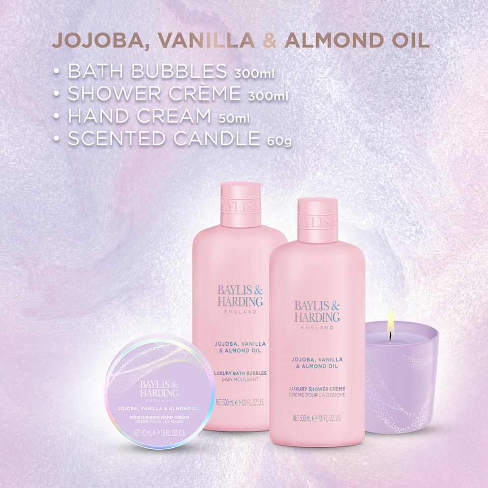 image 1 of Baylis & Harding Jojoba, Vanilla & Almond Oil Candlelit Bathing Set