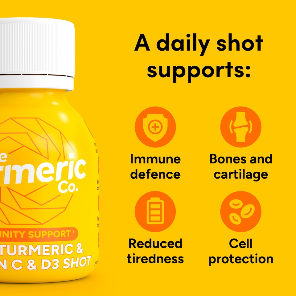 image 1 of The Turmeric Co Raw Turmeric Vitamin C&D3 60ml 3 x multipack