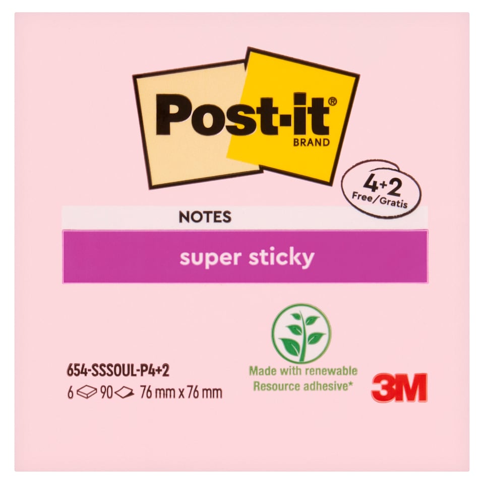 Post-it Super Sticky Note Soulful Colour 76 mm x 76 mm