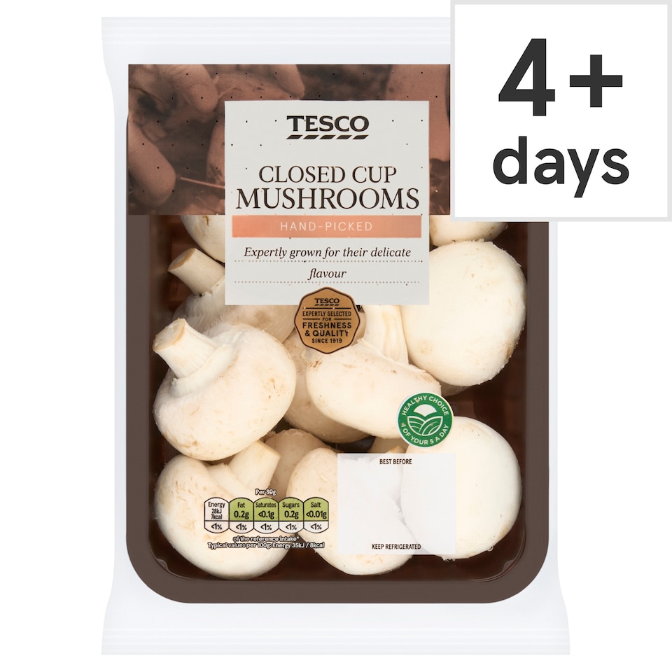 Tesco Closed Cup Mushrooms 400G