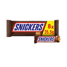 Snickers Milk Chocolate Snacksize Bars Multipack 8 x 35.5g 