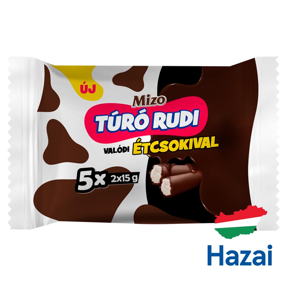 Mizo Túró Rudi natúr túródesszert étcsokoládé bevonattal 5 x 2 x 15 g (150 g)