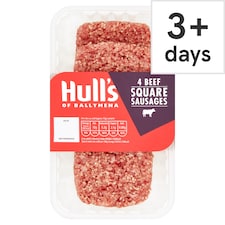 Hulls 4 Beef Square Sausages 300G