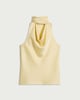 image 4 of F&F Satin Cowl Scarf Neck Blouse in Yellow