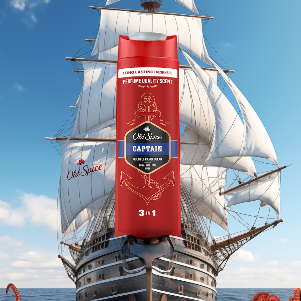 image 1 of Old Spice Captain Men’s 3-in-1 Wash, Shower Gel & Shampoo 400ml