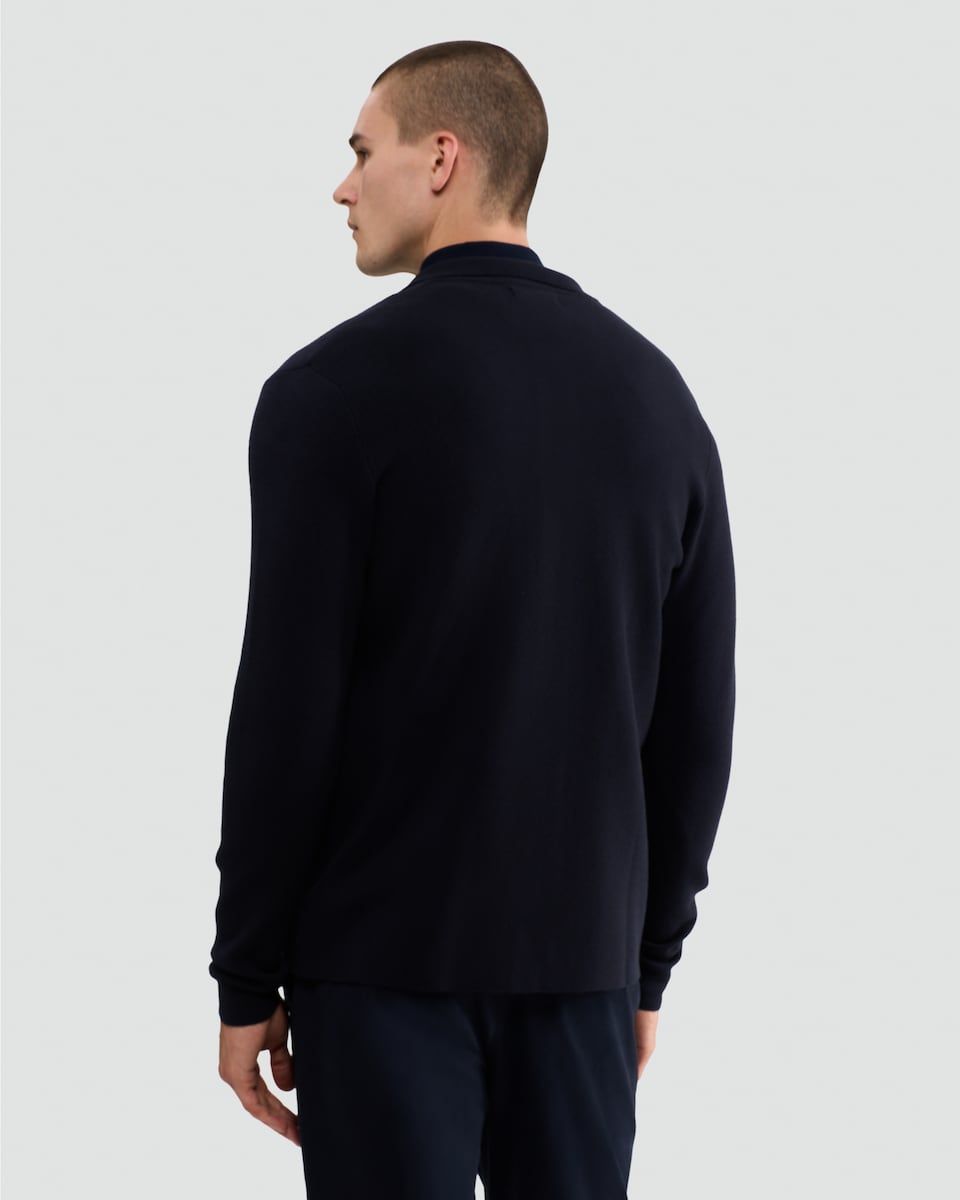 image 1 of The F&F Edit Knitted Pocket Front Zip Up Collared Jacket in Navy