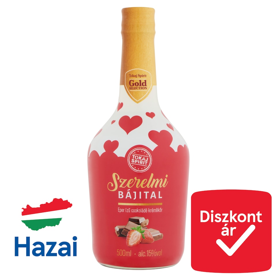 image 1 of Tokaj Spirit Gold Selection Szerelmi Bájital Strawberry Flavoured Chocolate Cream Liqueur 15% 500 ml
