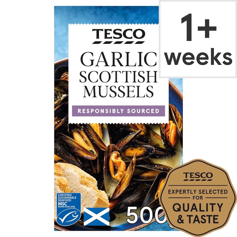 Tesco Garlic Scottish Mussels 500G