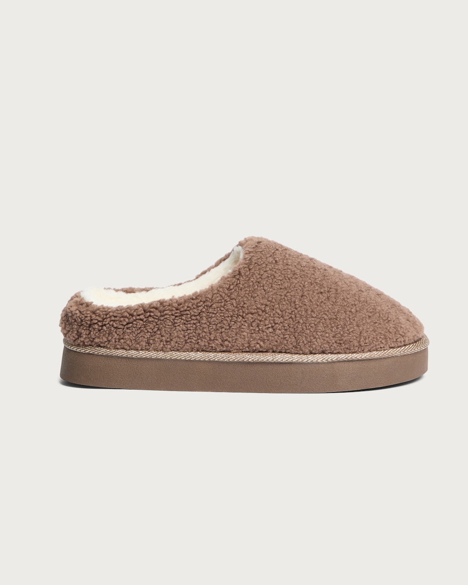image 1 of F&F Textured Slip On Slippers in Brown