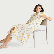 F&F Floral Collared Midi Dress in Multi White
