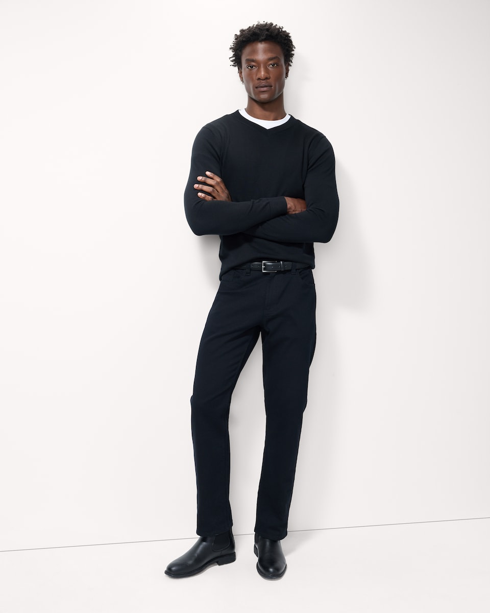 image 1 of F&F Pure Cotton V Neck Jumper in Black