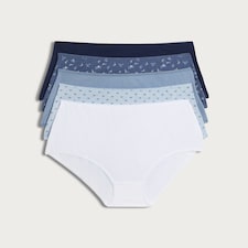 F&F 5-Pack Cotton Rich Floral Full Brief Knickers in Blue