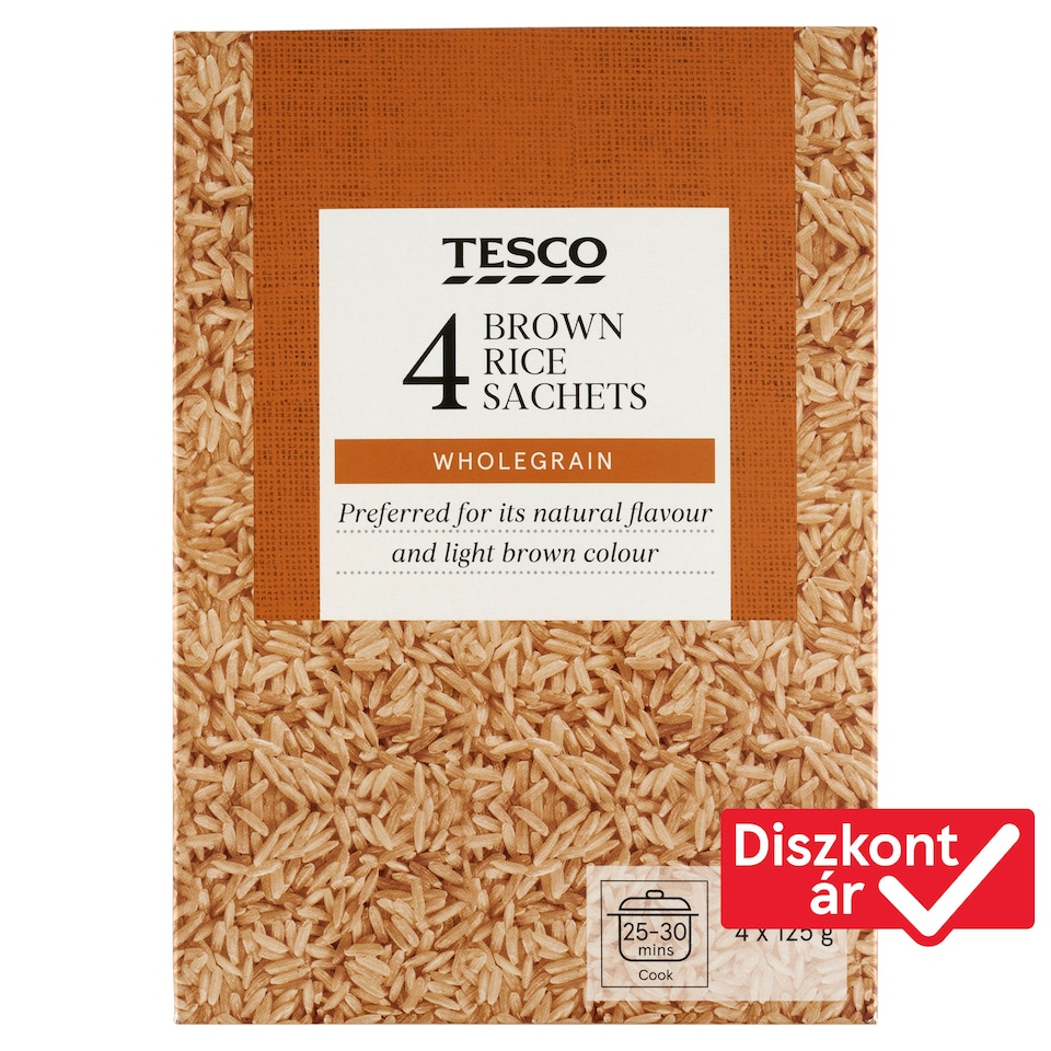 Tesco barna rizs főzőtasakban 4 x 125 g (500 g)