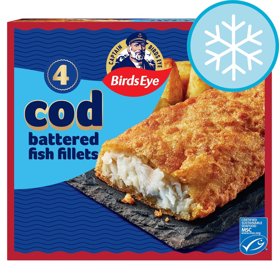 Birds Eye 4 Battered Cod Fillets 400g
