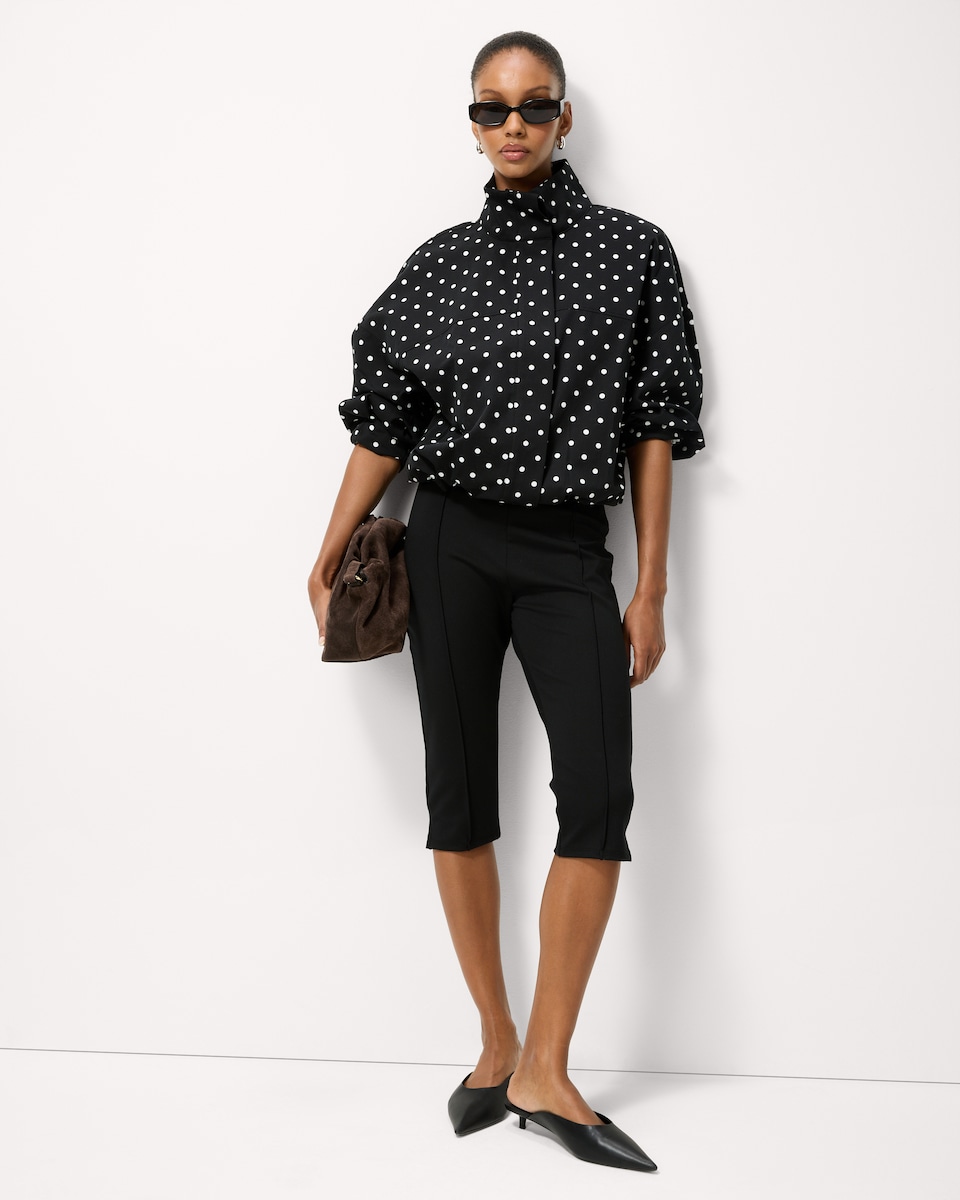 image 1 of F&F Pure Cotton Polka Dot Funnel Neck Track Jacket in Black