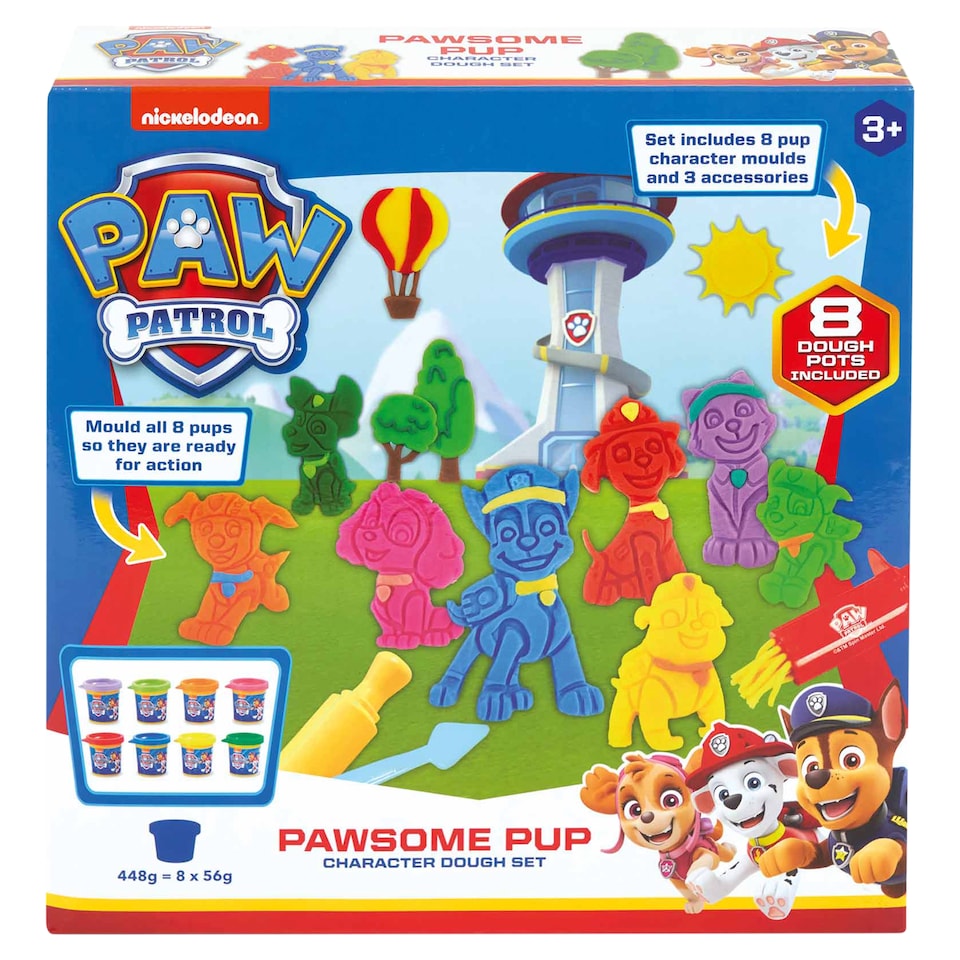 image 1 of Nickelodeon Paw Patrol Pawsome Pup Character Dough Set 8 x 56g (448g)