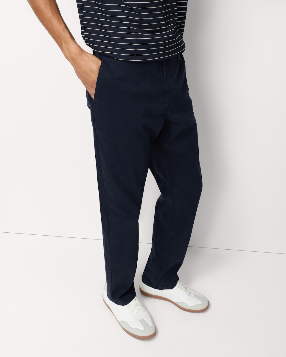 image 1 of F&F Cotton Rich Slim Leg FREEFIT® Chino Trousers in Navy