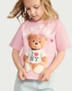 image 1 of F&F Girls Pure Cotton New York Teddy T-Shirt in Multi