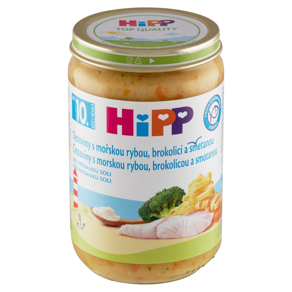 HiPP Těstoviny s mořskou rybou brokolicí a smetanou 220g
