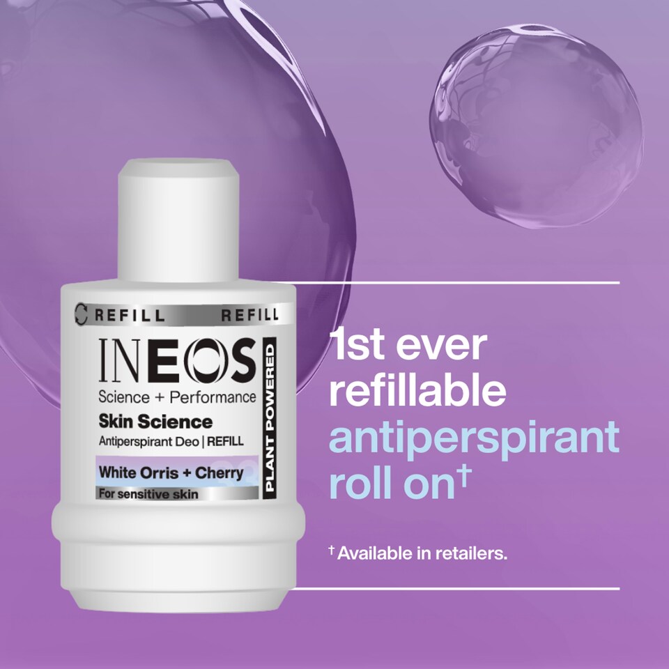 image 1 of INEOS Skin Science White Orris + Cherry Antiperspirant Deodorant Roll On Refill 50ml