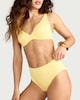 image 3 of F&F Ribbed Textured High Waisted Bikini Bottoms in Yellow