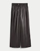 image 4 of The F&F Edit Faux Leather Wide Leg Drawstring Joggers in Brown