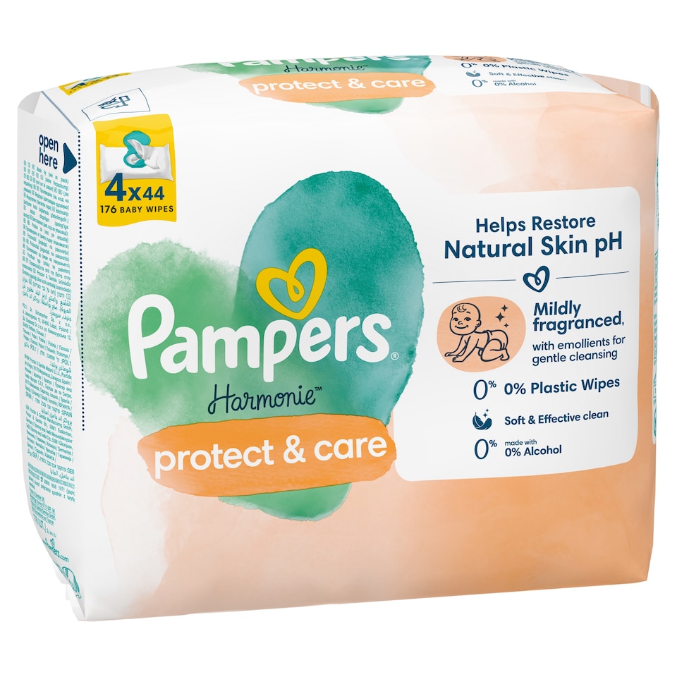 image 1 of Pampers Harmonie Protect & Care Vlhčené Obrúsky 4 ks Balenia = 176 Obrúskov
