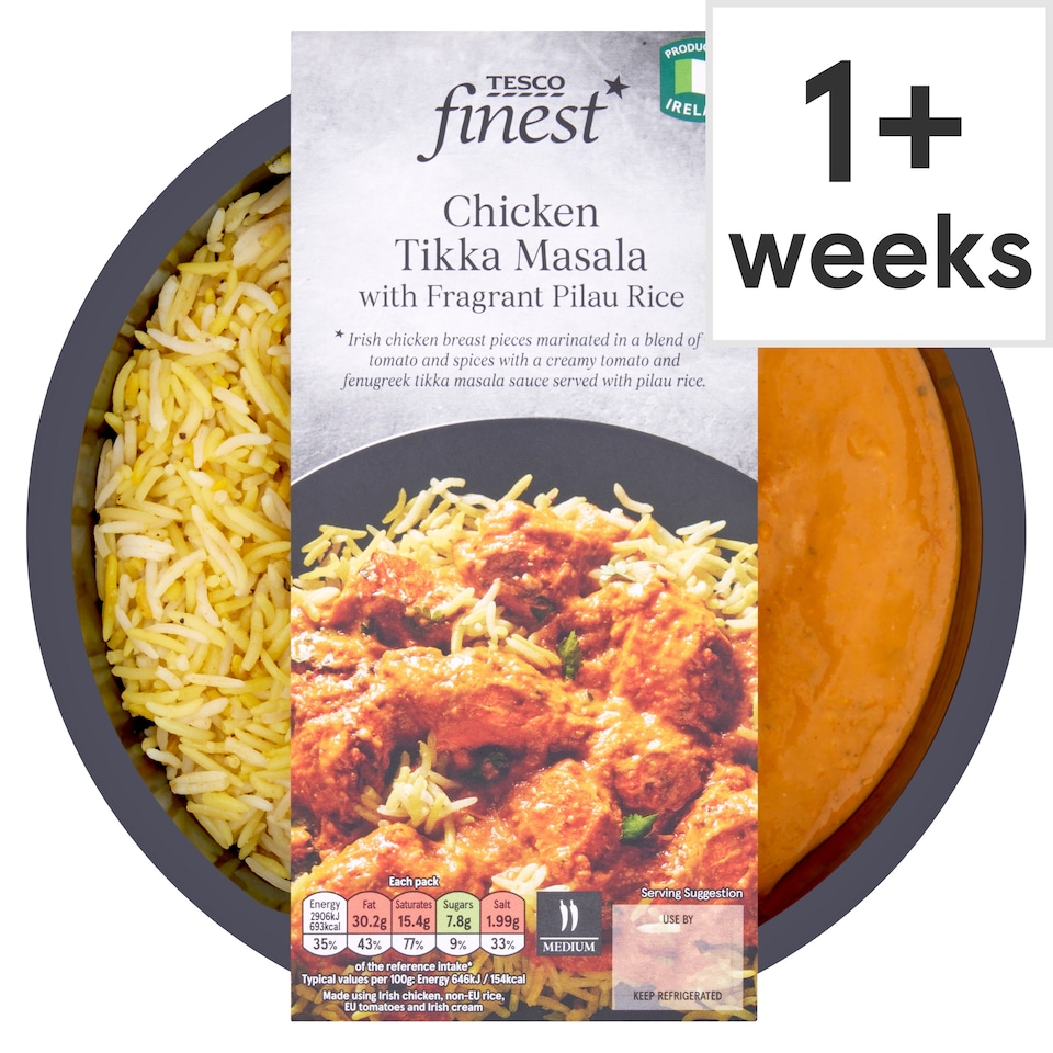 Tesco Finest Chicken Tikka Masala And Pilau Rice 450G