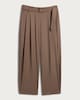 image 4 of F&F Pleated Belted Barrel Leg Trousers in Brown