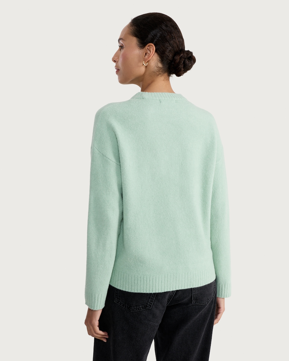 image 1 of F&F Seam Detail Long Sleeved Oversized Fit Jumper in Green