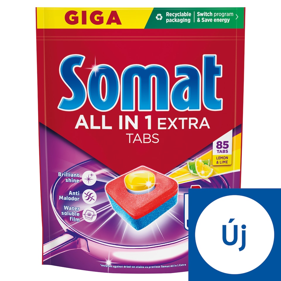 image 1 of Somat All in 1 Extra Lemon & Lime Dishwasher Tablet 85 pcs 1275 g
