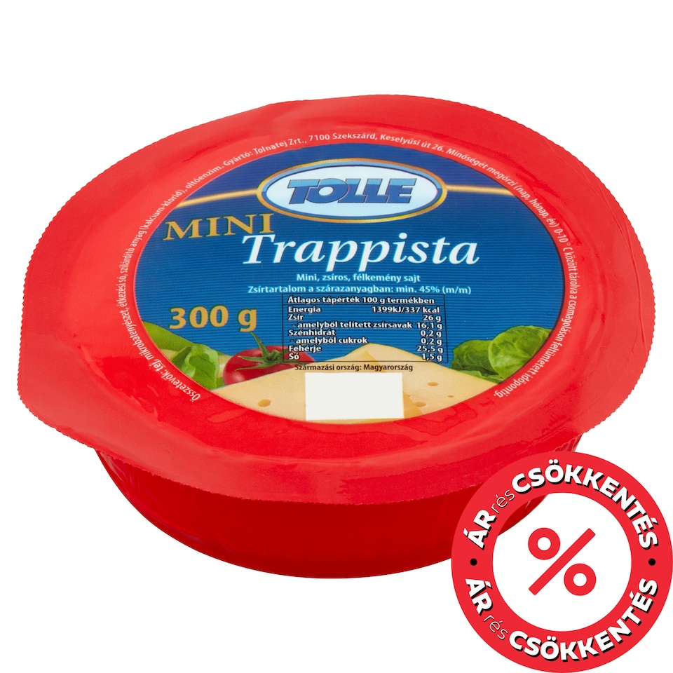 Tolle Mini zsíros, félkemény trappista sajt 300 g