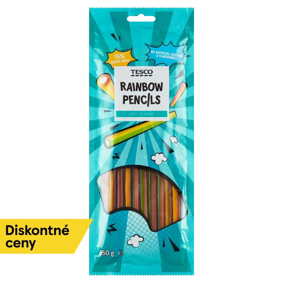Tesco Rainbow Pencils želé cukríky s čerešňovou príchuťou 150 g