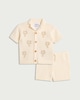 image 1 of F&F Baby 2-Piece Pure Cotton Knitted Palm Tree Shirt and Shorts Set in Cream