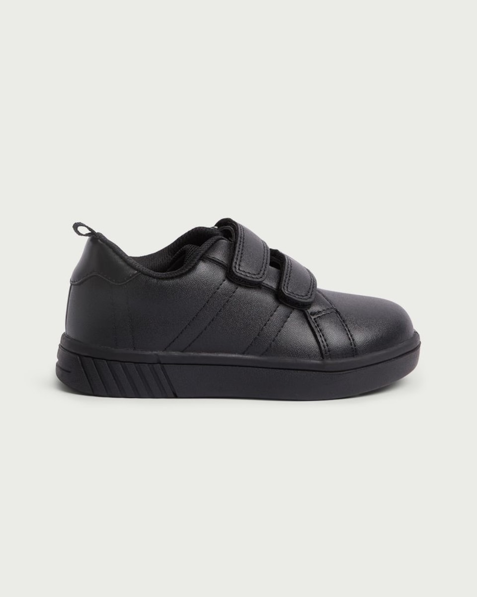 image 1 of F&F School Boys Double Strap Fastening Trainers in Black