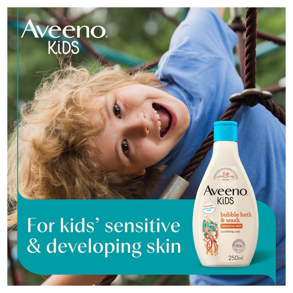 image 1 of Aveeno Kids Bubble Bath and Wash with Soothing Oat Extract 250ml