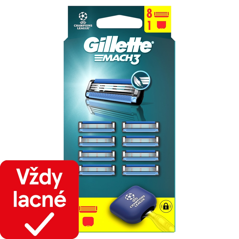 obrázok 1 z Gillette Mach3 Náhradné Holiace Hlavice pre Mužov, Gillette Náhradné Holiace Hlavice s 3 Čepieľkami