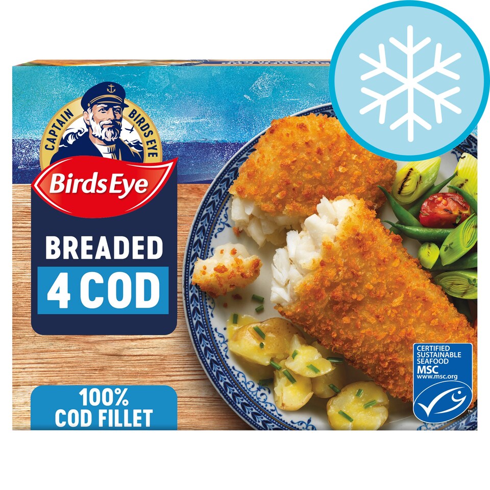 Birds Eye 4 Large Breaded Cod Fillets 440G - Tesco Groceries