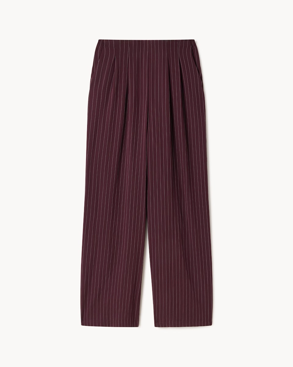 image 1 of F&F Pleated Pinstripe Wide Leg Trousers in Purple