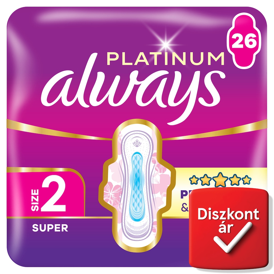 Always Platinum Egészségügyi Betét Super (2-es méret), 26 db Betét  1. kép