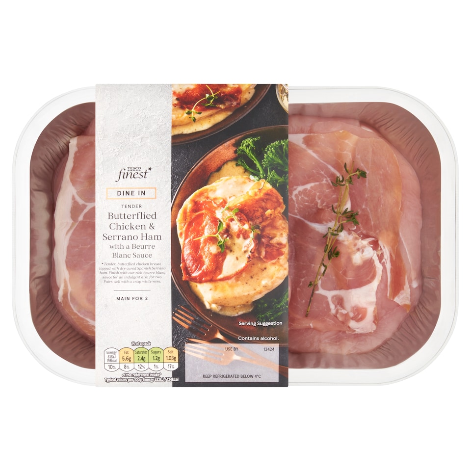 image 1 of Tesco Finest Dine In Butterflied Chicken & Serrano Ham With A Beurre Blanc Sauce 375G