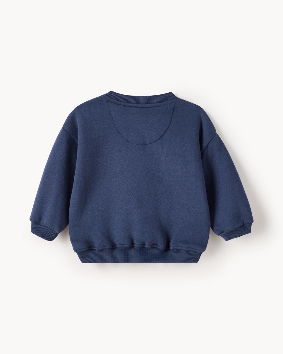 image 1 of F&F Baby Cotton Rich Bear Sweatshirt and Joggers Set in Navy